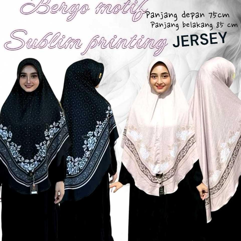 Hijab Instan Premium Hijab Bergo Motif Printing Sublime Jilbab Bergo Insstan