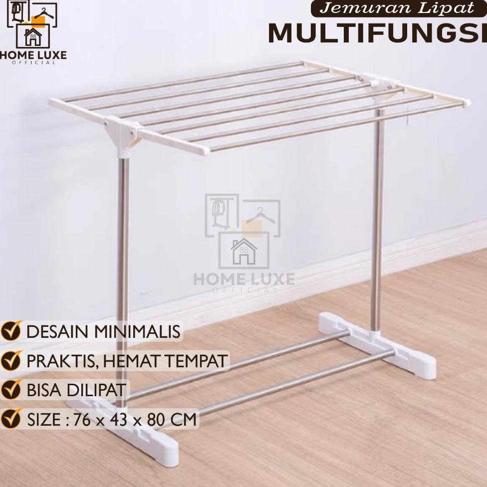 Homeluxe Stand Hanger Multifungsi Jemuran Lipat Portable Jemuran Handuk Stainless 1 Susun Type Mjj-1