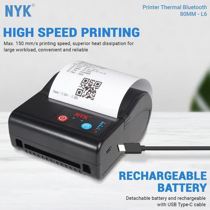 NYK Printer Thermal Bluetooth 80MM L6 - Printer Kasir Portabel 80 mm Portable