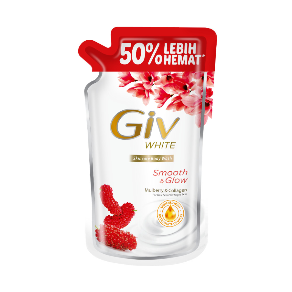 Giv White Sabun Mandi Cair Mulberry Pouch 800 ml x5 - Gambar 4