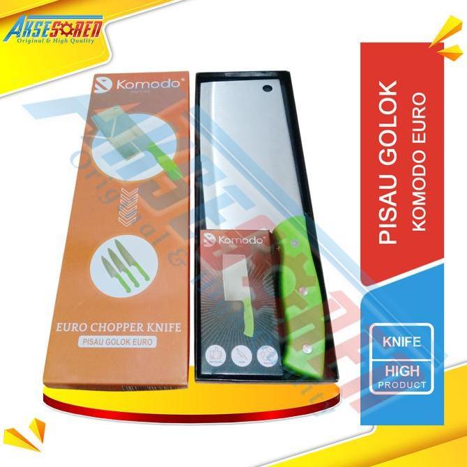 Aksesoren Pisau Golok Komodo Euro Stainless Steel Tebal Gagang Hijau Anti Karat