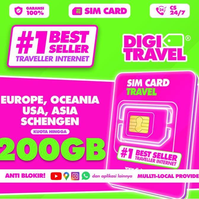 DIGI TRAVEL Sim Card USA America 3UK Kuota Besar 4G 5G | Simcard Amerika US USA Kuota | Simcard Erop