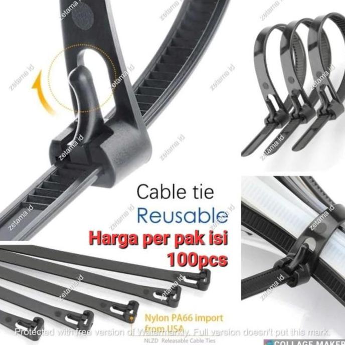Kabel Ties Reusable Kabel Ties Buka 100pcs/Pak