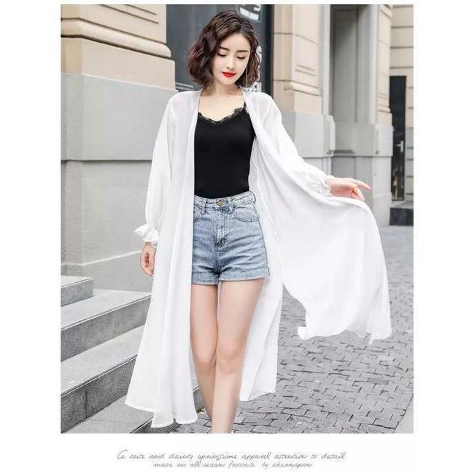 Long Outer Transparan Gaya Korean Style  / Outer  Wanita Kekinian  / Outer Pantai Allshop
