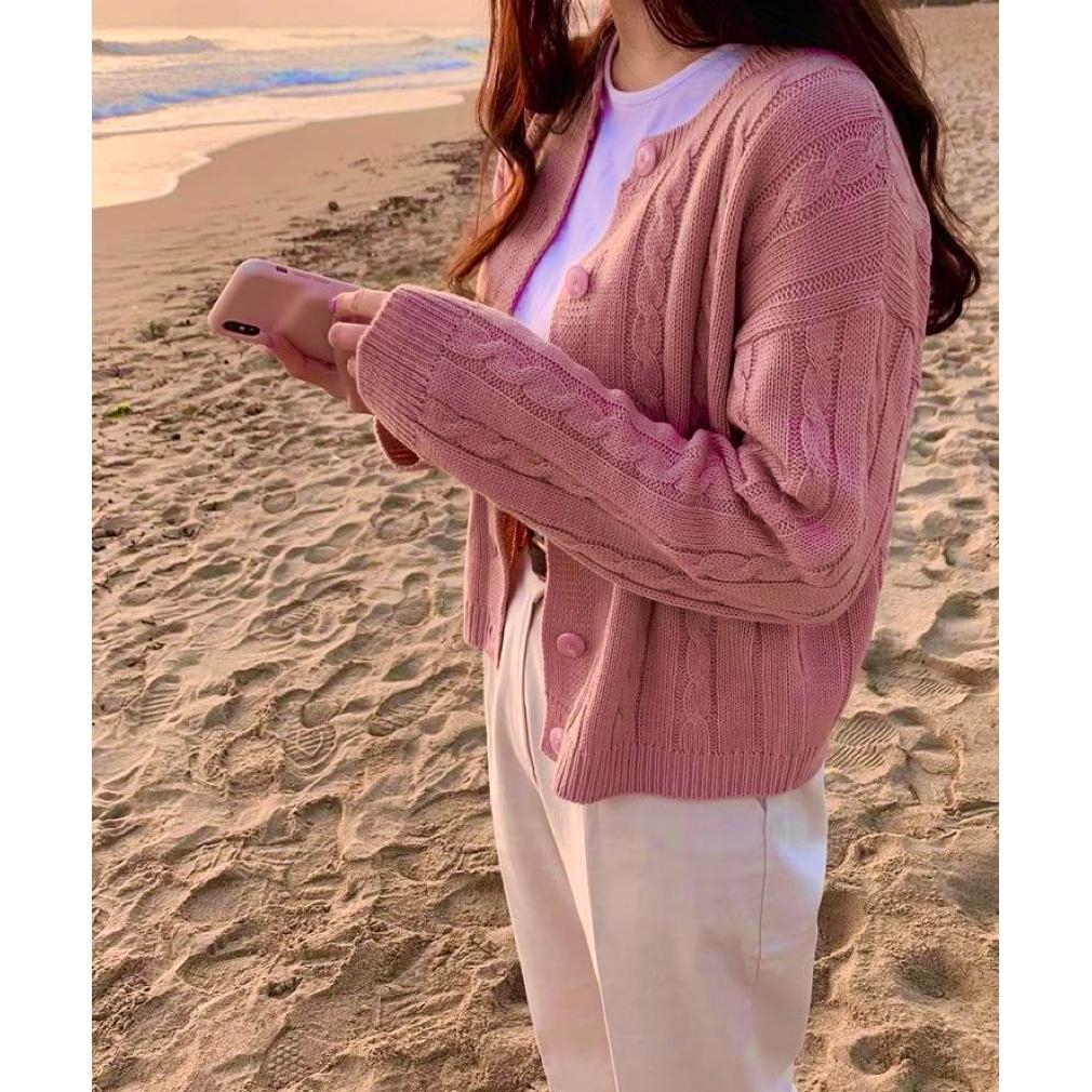 Diskont Olop Cardigan Rajut Kepang Cable Atasan Wanita Nayara / Cardigan Rajut Kepang