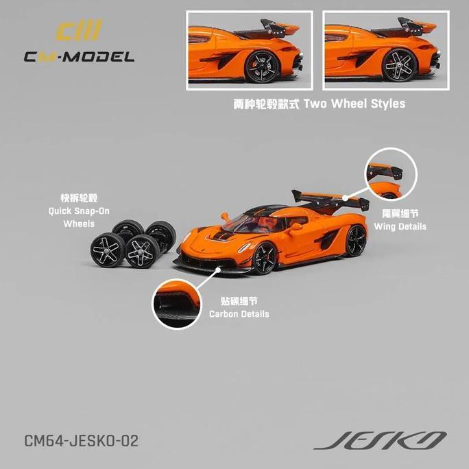 CM64-JESKO-02 CM MODEL 1/64 - KOENIGSEGG JESKO ATTACK HIGH WING VERSION - DIECAST MOBIL MAINAN MINIA