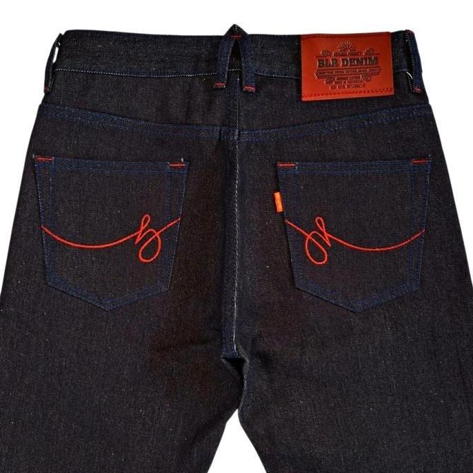 LIFESTYLE BLR DENIM Art Meteor 15,5oz Celana Jeans Pria Slim Straight Full Button Black Indigo Sanfo