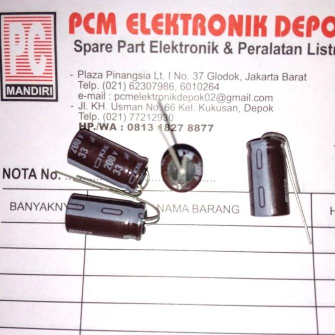 33UF 200V 33 UF 200 V 33.200 GROSIR ELCO CAPACITOR ELKO D'90