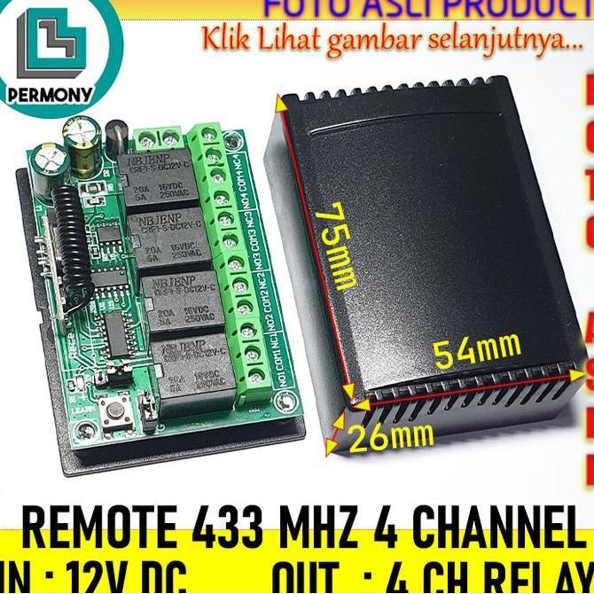 433MHZ 12V 4 CH RELAY SWITCH 433 MHZ 4CH WIRELESS RF PENERIMA RECEIVER