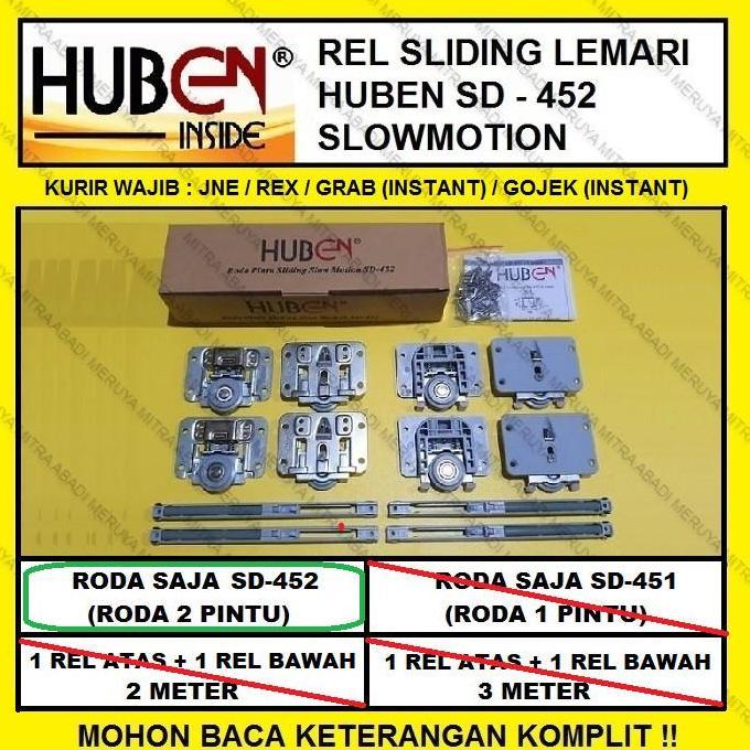 Roda Lemari Sliding Slowmotion HUBEN SD 451 SD 452 Roda Saja 2 Pintu