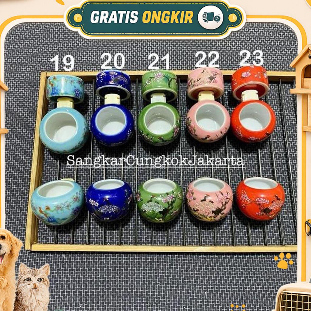 Cepuk Cungkok Keramik Burung Sedang Tieumi Srdc Branjangan Set 3Pcs