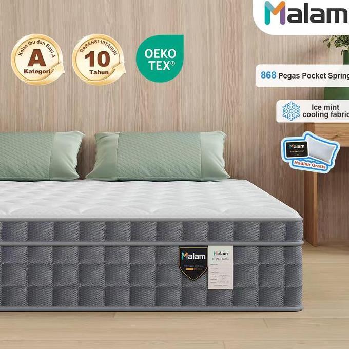 Malam- (IceMint Cooling Top) Kasur Spring Bed | Ukuran Kasur 90x200, 120x200, 160x200, 180x200