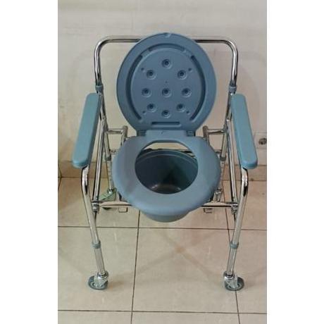 Kursi BAB Lansia dengan 4Roda Kursi Comode Bisa Lipat Untuk Buang Air Besar Kecil