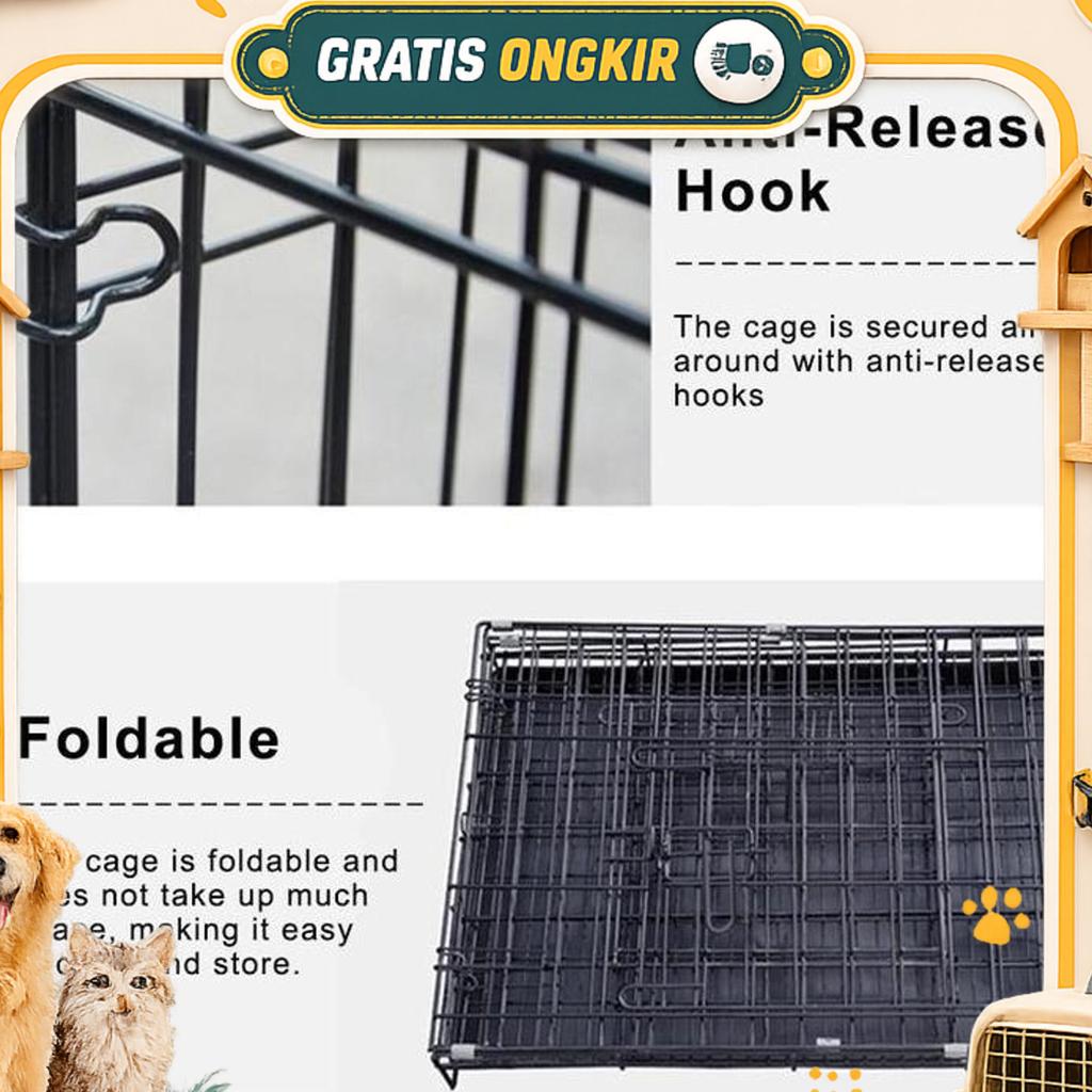 Folopets Kandang Kucing 4 Tingkat Xl (90X57X125 Cm) - Roda Geser, Ruang Luas & Aman Untuk 3 Kucing B