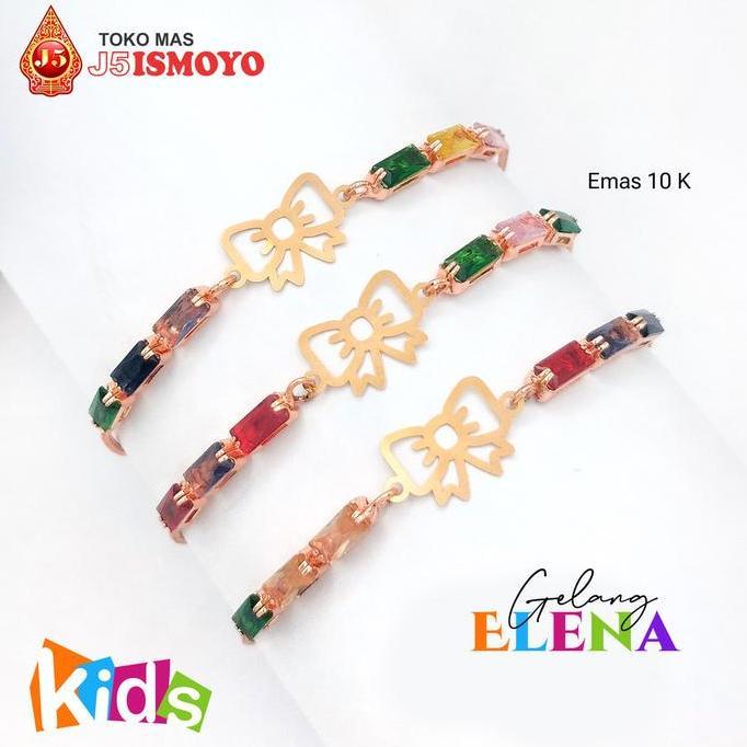 tekar_shop - gelang anak tali serut kombinasi emas mas 10k asli elena j5 ismoyo