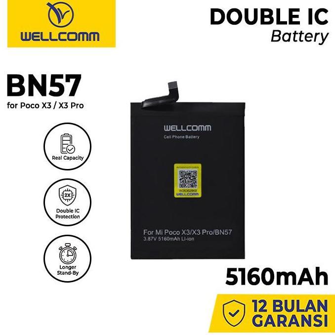 Battery Double Ic Wellcomm Xm Poco X3/Bn57/X3 Pro 5160mAh