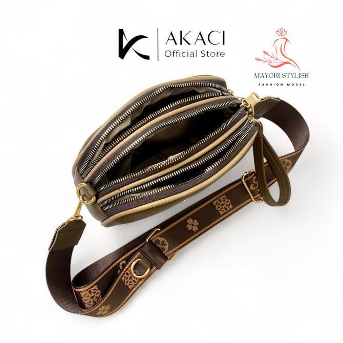 akaci store | marvel tas selempang bahu 09-8256 bahan ms halus 3 ruang tas wanita kekinian slingbag 