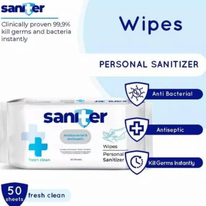 SANITER antiseptic&antibacterial wipes 50 sheet/Tissue basah saniter 50s
