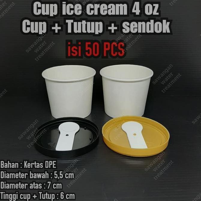 Whynot99- Paper Cup Ice Cream 4 Oz Isi 50 Pcs  / Cup Es Krim
