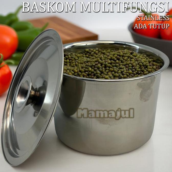 Whynot99- [Mamajul] 14-16-18-20 Cm Baskom Tebal Diameter Dah Bumbu Stainless Dengan Tuutp Dan Makana