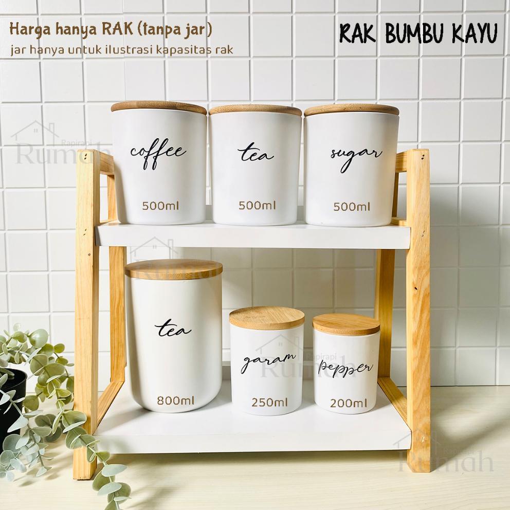 Rak Bumbu Dapur 2 Tingkat Estetik Kayu Putih