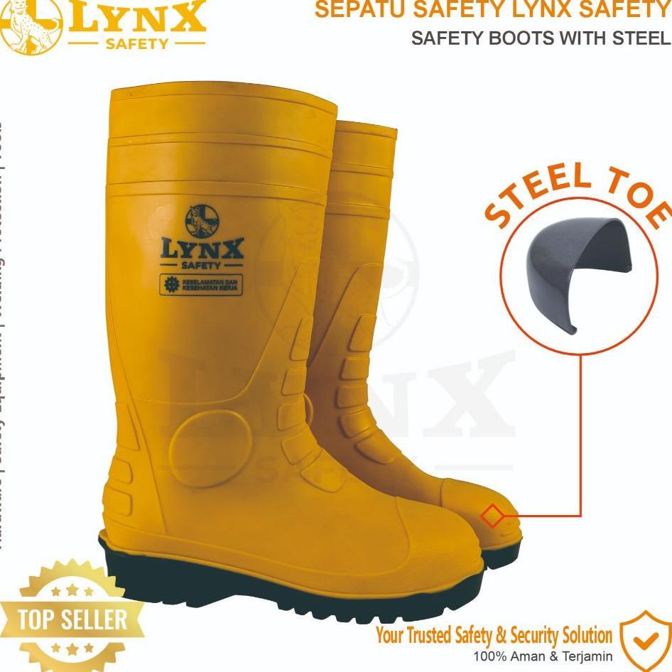 Sepatu Boot Safety Rubber Lynx Safety With Steel Toe Ujung Besi