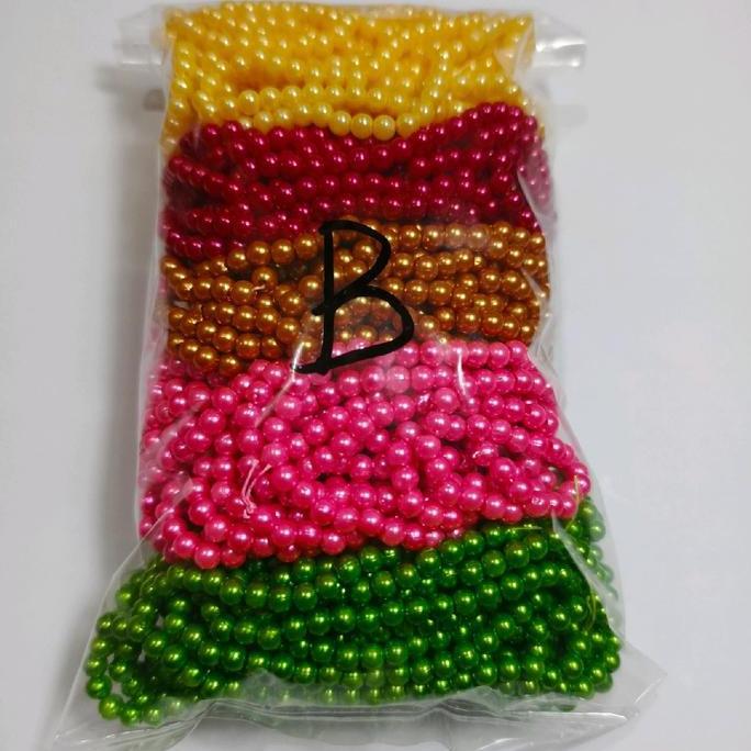 Handx- Payet Mutiara 4Mm Campur Rna/Payet Mutiara Ringan Sintetis 20 Renteng Campur 5 Rna Dan Campur