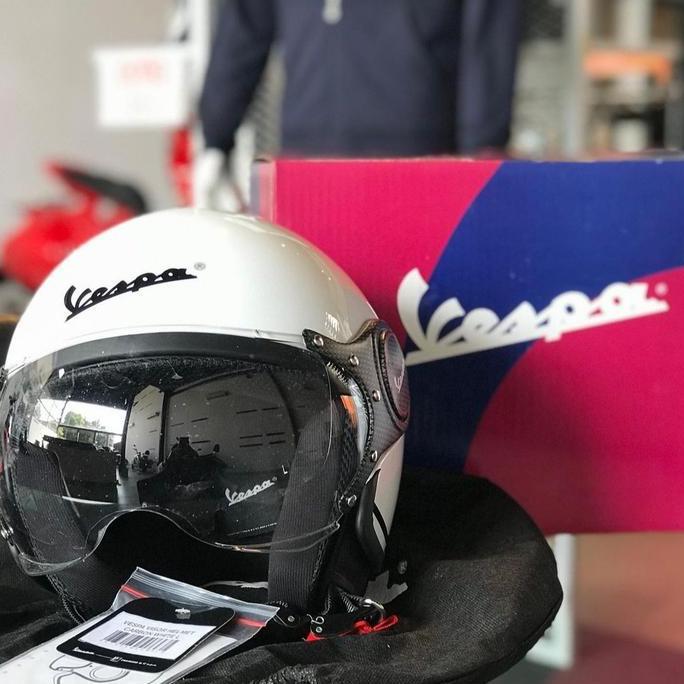 helm vespa sprint white carbon original