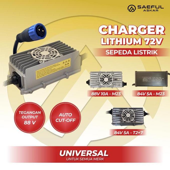 Phylion Charger Baterai Lithium 72V Soket T2+7 M23 10A 5A | Charger Motor Listrik Lithium 72V
