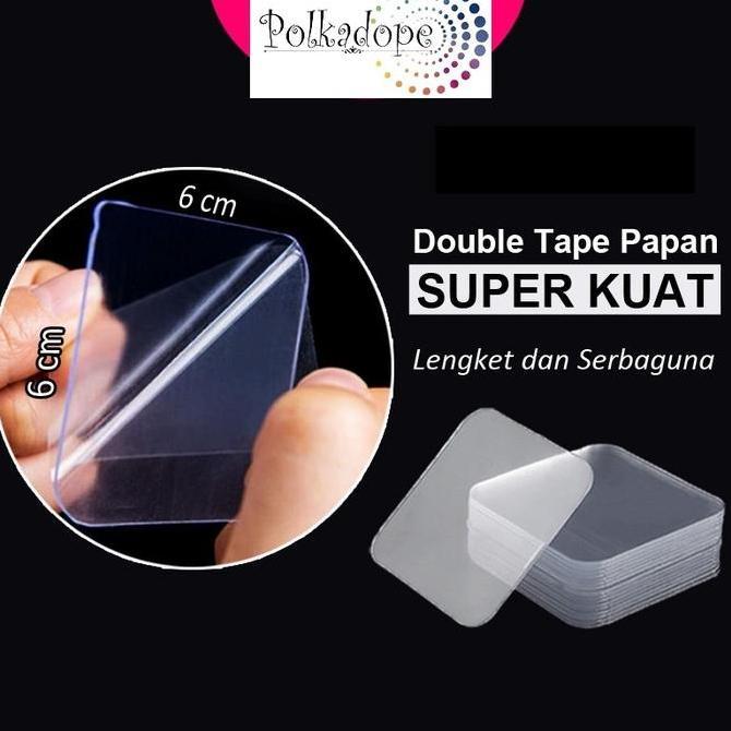Double Side Tape Transparan Bentuk Kotak Papan Nano