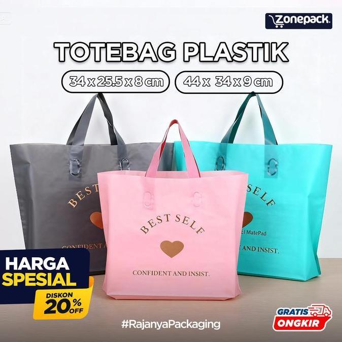 Totebag Plastik Doff | Kantong Plastik | Shopping Bag Handle BestSelf| Tas Jinjing Plastik Laundry S