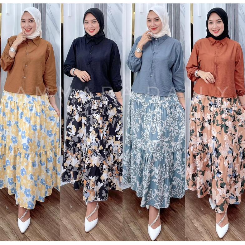 HEMAT AMMARA - SAFARA setelan rok rayon mix pololinen