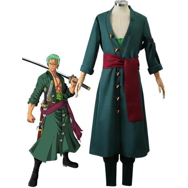 3DEBOZZSKA - KOSTUM COSPLAY ANIME ONE PIECE RORONOA ZORO ZORRO HIJAU KIMONO ASLI BISA COD / KOSTUM Z