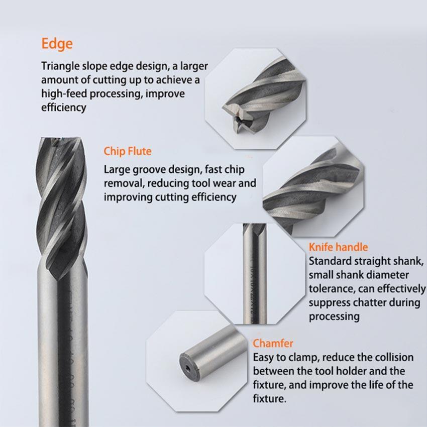 2-12Mm Bor Fris Mata Bor Endmill 4 Flute Hss End Mill Cnc Router Bits Milling Cutter Bor Frais High 