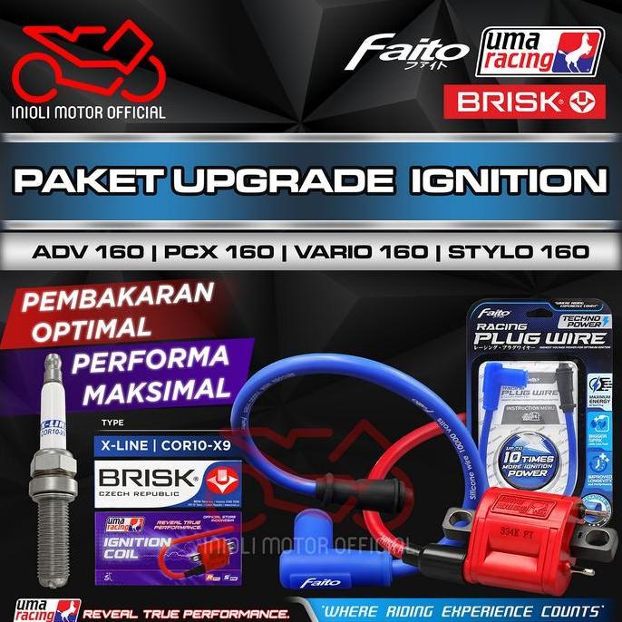 PAKET UPGRADE BUSI IRIDIUM KABEL COP BUSI COIL INJEKSI UMA RACING FAITO BRISK VARIO 160 ADV 160 PCX 