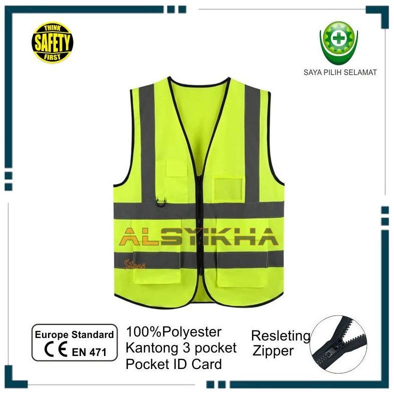 Hot Rompi Safety Proyek Kantong Resleting Rompi Safety Proyek Id Holder Rompi Reflektif