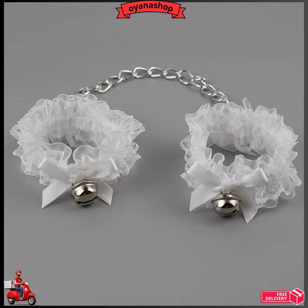 Ch-40 Kalung Necklace Y2K Choker Wanita Bell Lonceng Rantai Sm Set Lace Patch Borgol Tangan Lengan H