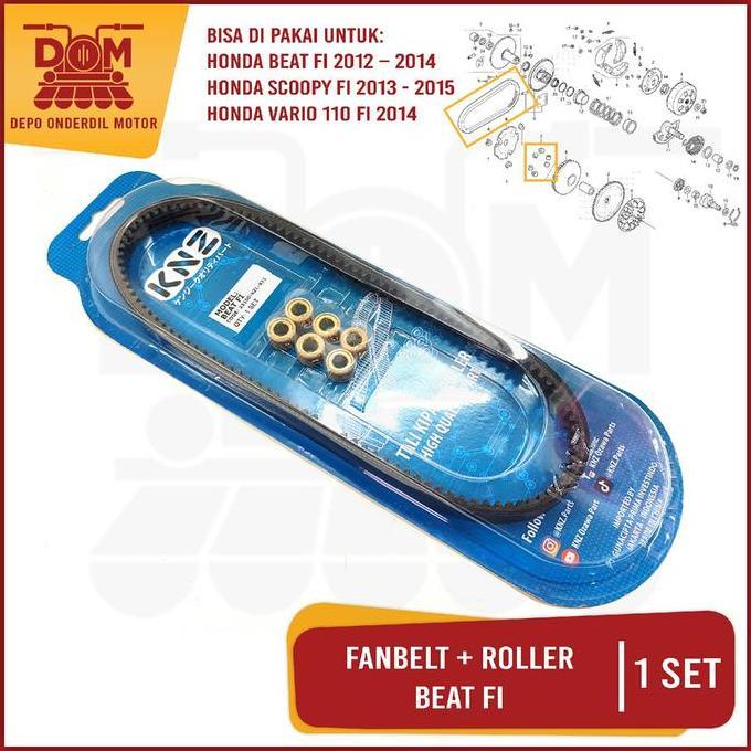 Fanbelt + Roller Beat Fi (Kenzie) Tali Kipas Vanbel V-Belt Vanbelt Set Paket Roler Motor Honda Beat 