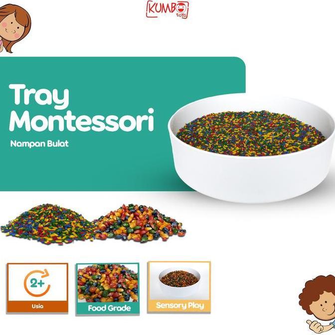 Tray Montessori Sensory Tray Nampan Bermain Anak Bulat Putih Toys