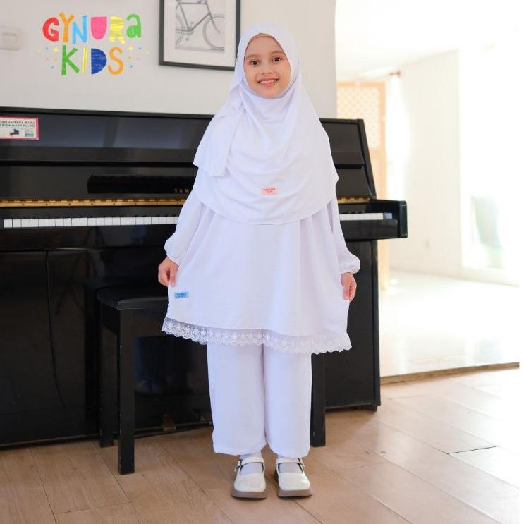 DISKON RAGGAKIDS - Setelan Putih Anak Perempuan - One Set Anak Perempuan - Baju Umroh Anak Perempuan