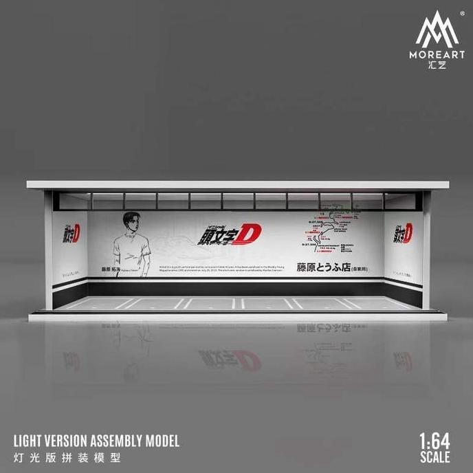 MoreArt More Art 1:64 Initial D White Parking Lot Scene Diorama Diecast with LED Light