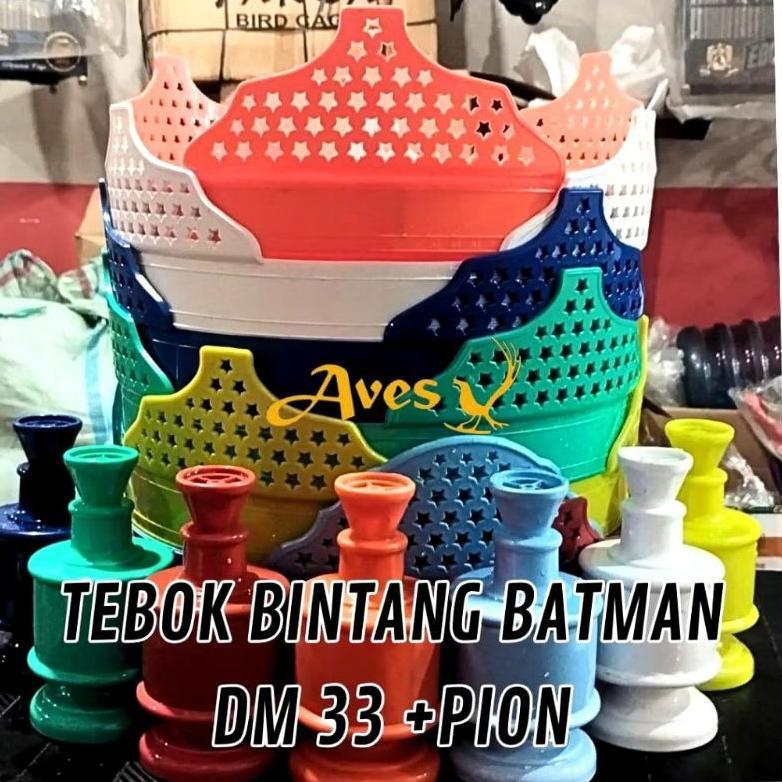 TEBOK PLASTIK BINTANG  BATMAN LOVEBIRD + PION + KLEM KAWAT
