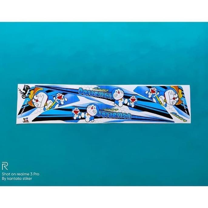 stiker striping motor Beat Doraemon biru