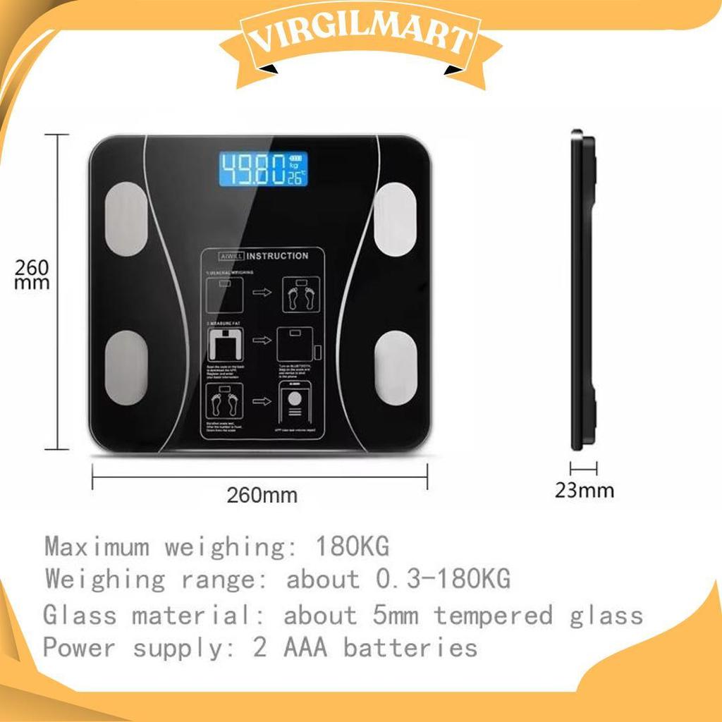 TIMBANGAN BADAN DIGITAL BODY FAT BMI MONITOR / DIGITAL SMART SCALE WITH BLUETOOTH FAT MONITOR 180 KG