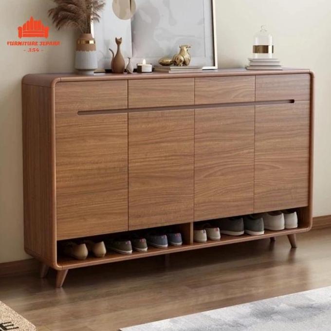 Terlaris Almari Rak Sepatu Retro Minimalis Mewah Kayu Jati