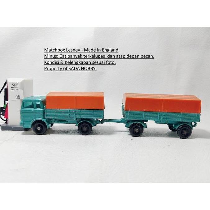 MATCHBOX LESNEY MERCEDES BENZ TRUCK AND TRAILER SET NO. 1 TRUCK AND NO. 2 TRAILER MADE IN ENGLAND VI