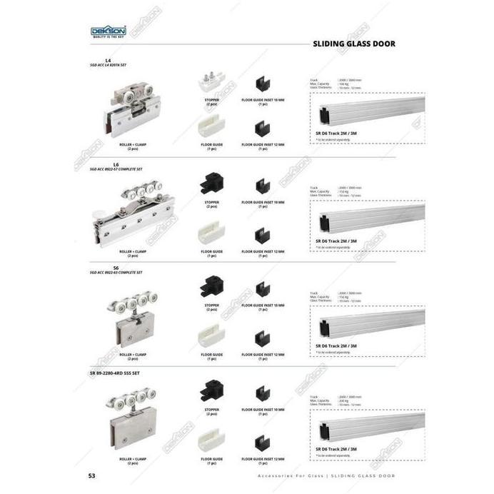 SLIDING GLASS ACC DEKKSON SR 89-2280 4RD SSS + TRACK DEKKSON TR D6 3M