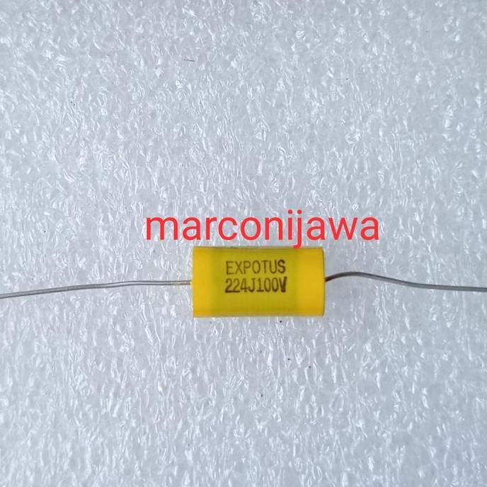 capasitor 224J 100Vdc 0,22uf axial kuning