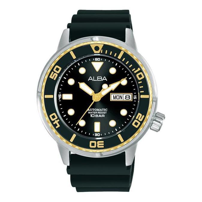 ALBA Automatic Jam Tangan Pria Strap Karet Hitam AL4250 Original