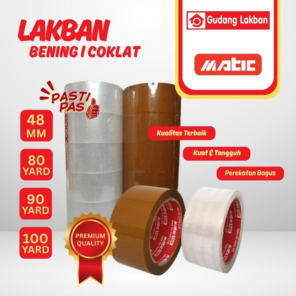 Matic Lakban Bening | Matic Lakban Coklat | 48Mm X 80Yard | 48Mm X 90Yard | 48Mm X 100Yard